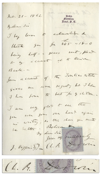 Charles Darwin Autograph Letter Signed -- ...I hope I have done the best for my children...
